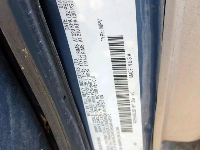 4S4BP61C967341344 - 2006 SUBARU LEGACY OUT BLUE photo 10