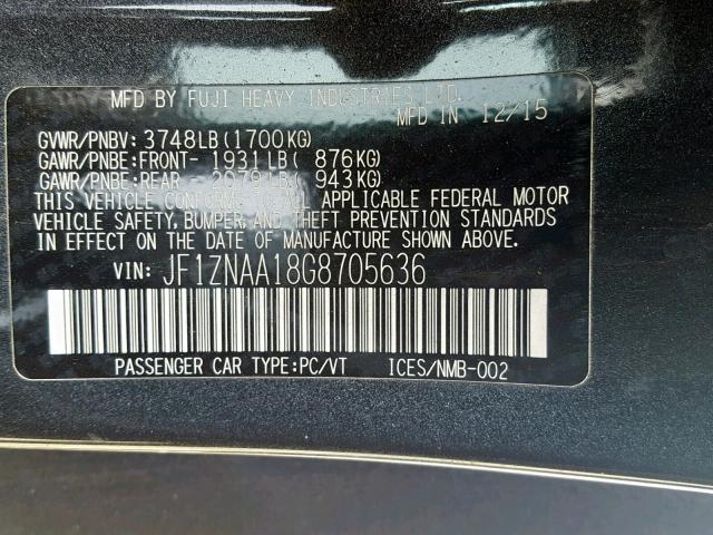 JF1ZNAA18G8705636 - 2016 TOYOTA SCION FR-S BLACK photo 10