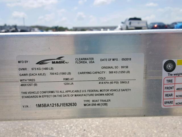 1M5BA1218J1E62630 - 2019 TRAIL KING TRAILER SILVER photo 10