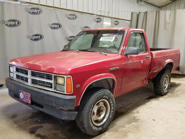 1B7GG26X7KS075294 - 1989 DODGE DAKOTA RED photo 2