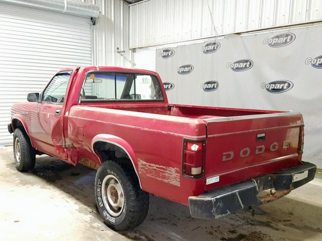 1B7GG26X7KS075294 - 1989 DODGE DAKOTA RED photo 3