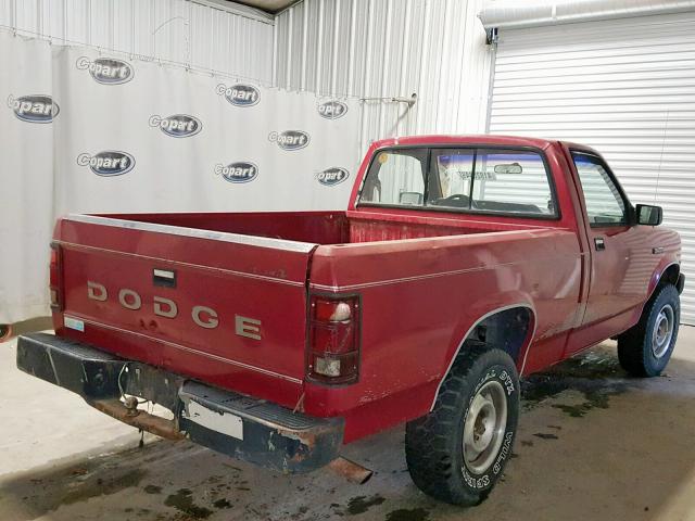 1B7GG26X7KS075294 - 1989 DODGE DAKOTA RED photo 4