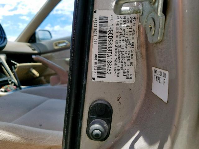 1HGCD5688TA136453 - 1996 HONDA ACCORD DX GOLD photo 10