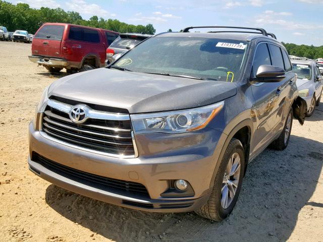 5TDKKRFH7FS046144 - 2015 TOYOTA HIGHLANDER GRAY photo 2