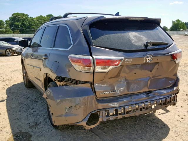 5TDKKRFH7FS046144 - 2015 TOYOTA HIGHLANDER GRAY photo 3