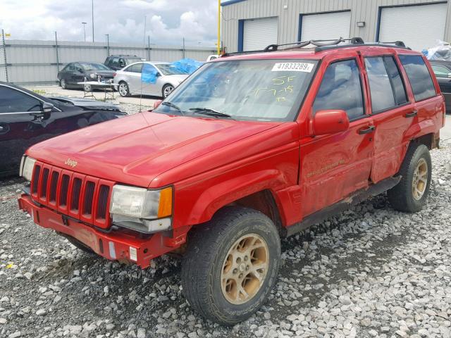 1J4GZ78Y5VC534182 - 1997 JEEP GRAND CHER RED photo 2