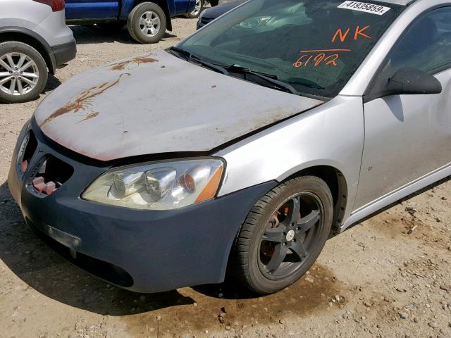 1G2ZK17K194246192 - 2009 PONTIAC G6 GT SILVER photo 9