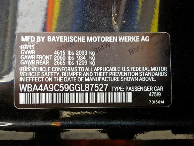 WBA4A9C59GGL87527 - 2016 BMW 428 I BLACK photo 10