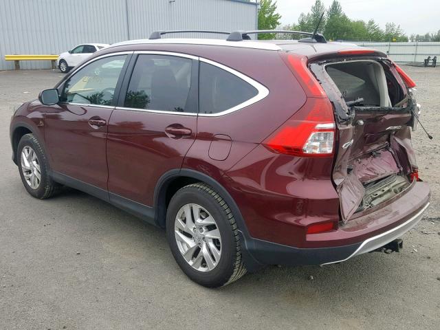 5J6RM4H72FL011622 - 2015 HONDA CR-V EXL MAROON photo 3