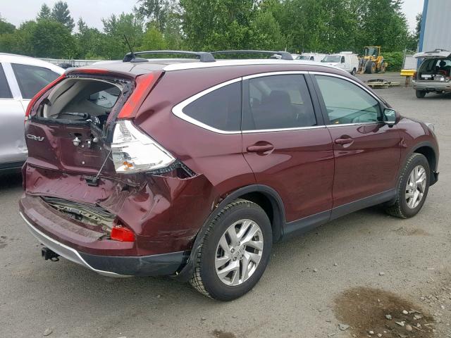 5J6RM4H72FL011622 - 2015 HONDA CR-V EXL MAROON photo 4