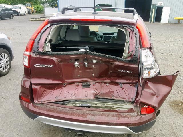 5J6RM4H72FL011622 - 2015 HONDA CR-V EXL MAROON photo 9