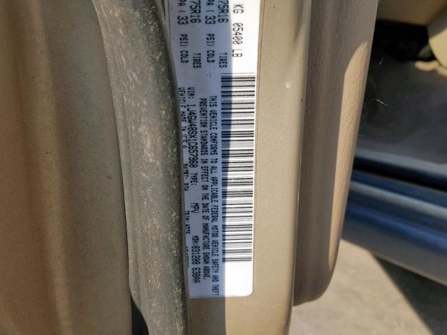 1J4GW48SX1C657960 - 2001 JEEP GRAND CHER TAN photo 10