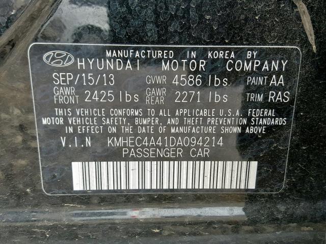 KMHEC4A41DA094214 - 2013 HYUNDAI SONATA HYB BLACK photo 10