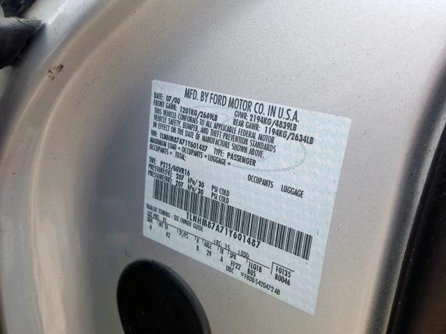 1LNHM87A71Y601487 - 2001 LINCOLN LS 银色 照片 10