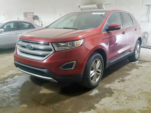 2FMTK4J9XFBB00752 - 2015 FORD EDGE SEL RED photo 2