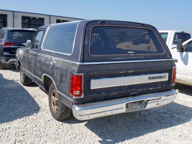 3B4GD12Y4JM813588 - 1988 DODGE RAMCHARGER BLACK photo 3