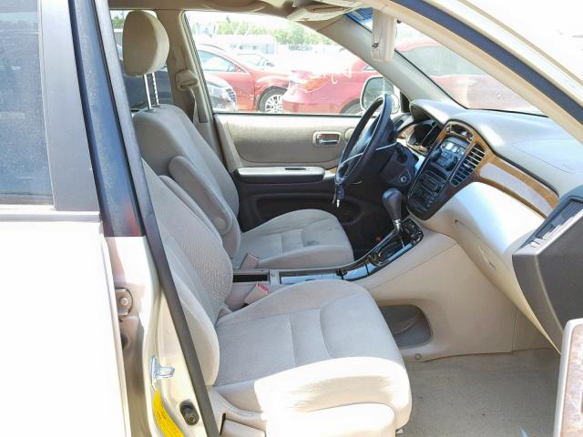 JTEHF21A020078930 - 2002 TOYOTA HIGHLANDER BEIGE photo 5