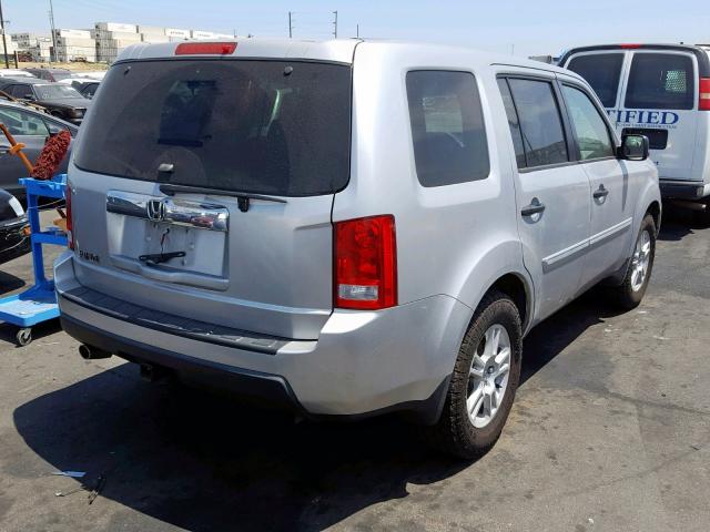 5FNYF3H21AB001427 - 2010 HONDA PILOT LX SILVER photo 4