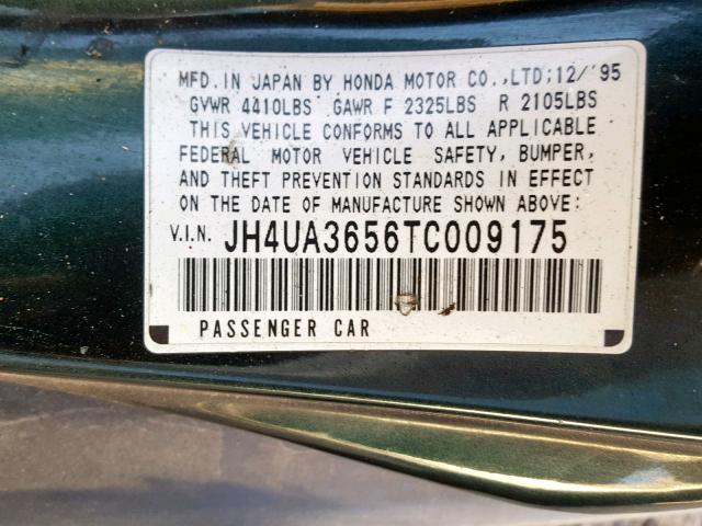 JH4UA3656TC009175 - 1996 ACURA 3.2TL GREEN photo 10