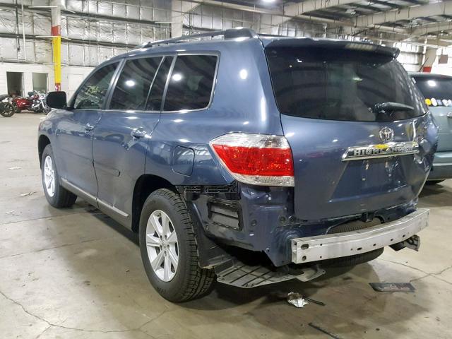 5TDZK3EH4CS084326 - 2012 TOYOTA HIGHLANDER BLUE photo 3