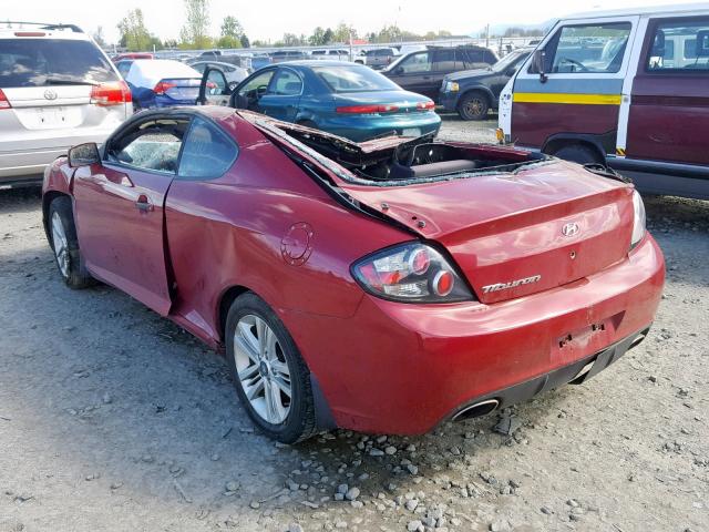 KMHHM66DX8U279798 - 2008 HYUNDAI TIBURON GS RED photo 3