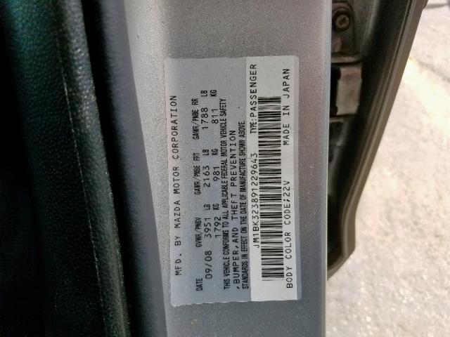 JM1BK323891229643 - 2009 MAZDA 3 S SILVER photo 10