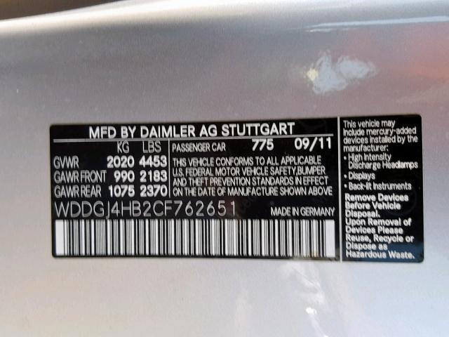 WDDGJ4HB2CF762651 - 2012 MERCEDES-BENZ C 250 SILVER photo 10