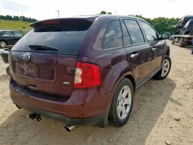 2FMDK3JC0BBA59794 - 2011 FORD EDGE SEL MAROON photo 4