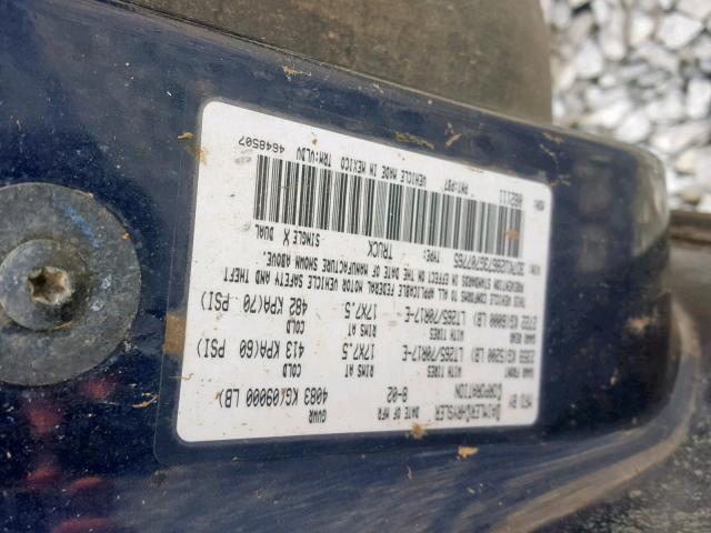 3D7KU28673G707765 - 2003 DODGE RAM 2500 S Կապույտ լուսանկար 10
