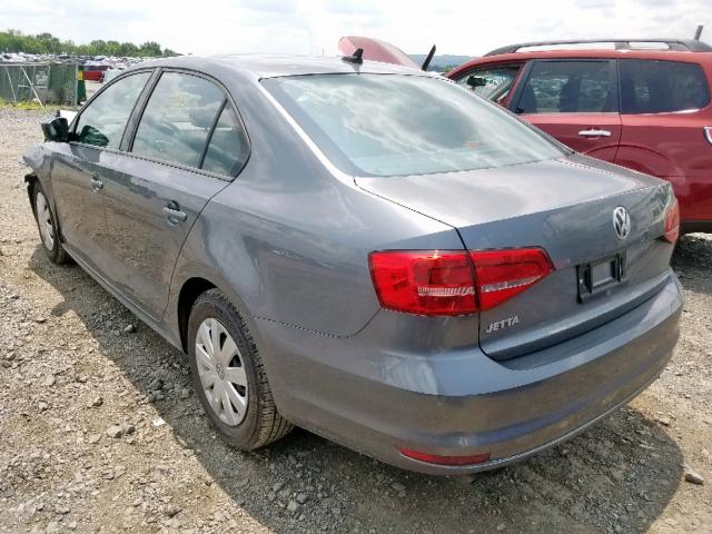 3VW2K7AJ0FM318111 - 2015 VOLKSWAGEN JETTA BASE GRAY photo 3