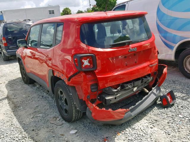 ZACCJAAB4HPE50448 - 2017 JEEP RENEGADE S RED photo 3