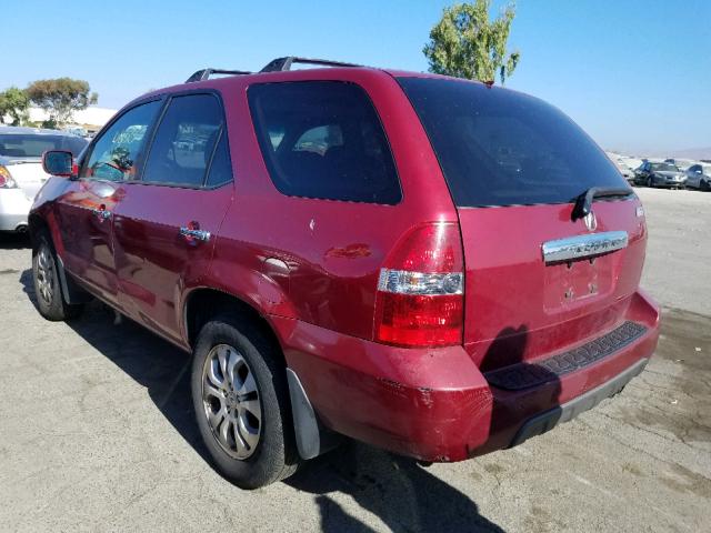 2HNYD186X3H531822 - 2003 ACURA MDX TOURIN MAROON photo 3