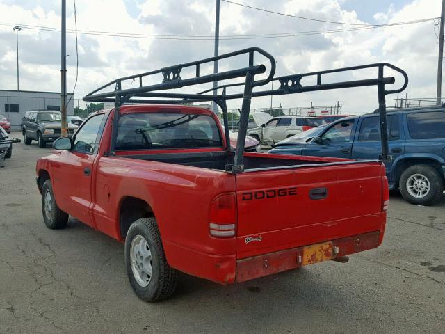 1B7FL26X5WS764800 - 1998 DODGE DAKOTA BURGUNDY photo 3