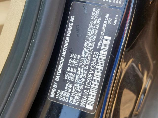 WBAVL1C50FVY35423 - 2015 BMW X1 XDRIVE2 BLACK photo 10