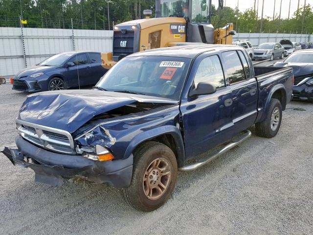 1D7HL38K14S730971 - 2004 DODGE DAKOTA QUA BLUE photo 2