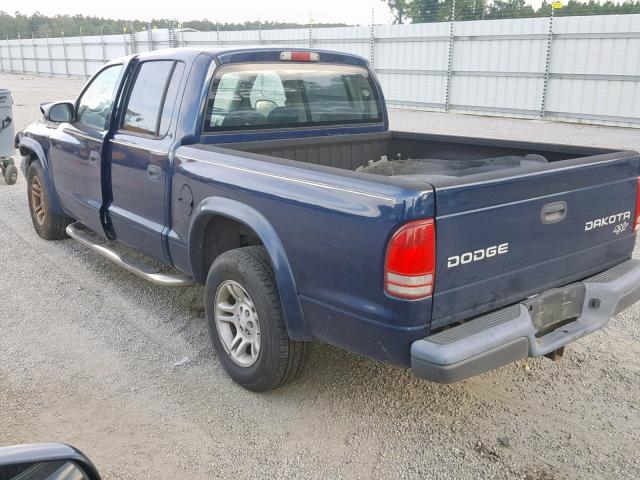 1D7HL38K14S730971 - 2004 DODGE DAKOTA QUA BLUE photo 3