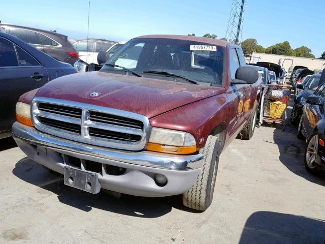 1B7GL22X6YS592497 - 2000 DODGE DAKOTA BURGUNDY photo 2