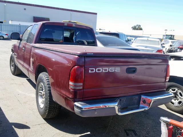 1B7GL22X6YS592497 - 2000 DODGE DAKOTA BURGUNDY photo 3