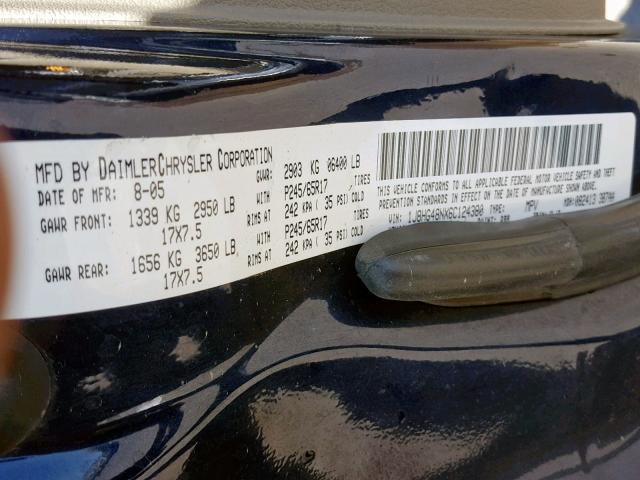 1J8HG48NX6C124380 - 2006 JEEP COMMANDER 蓝色 照片 10