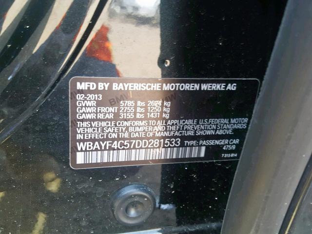 WBAYF4C57DD281533 - 2013 BMW 740 LXI BLACK photo 10