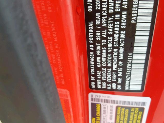 WVWFA71F48V014114 - 2008 VOLKSWAGEN EOS LUX 红色 照片 10