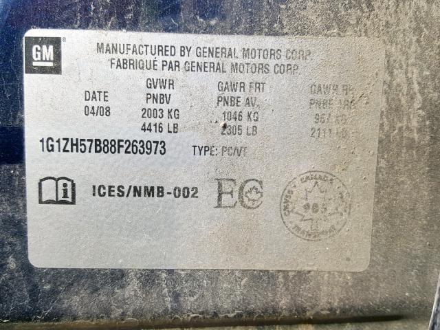 1G1ZH57B88F263973 - 2008 CHEVROLET MALIBU 1LT 蓝色 照片 10