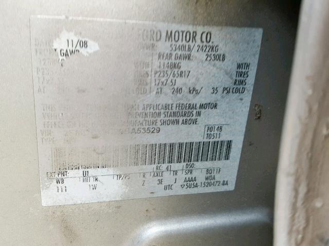 2FMDK36C29BA53529 - 2009 FORD EDGE SE SILVER photo 10