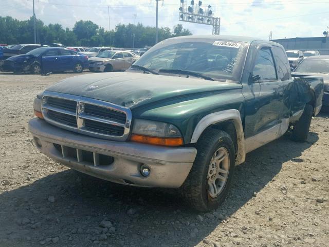 1D7GL42K84S548632 - 2004 DODGE DAKOTA SLT GREEN photo 2