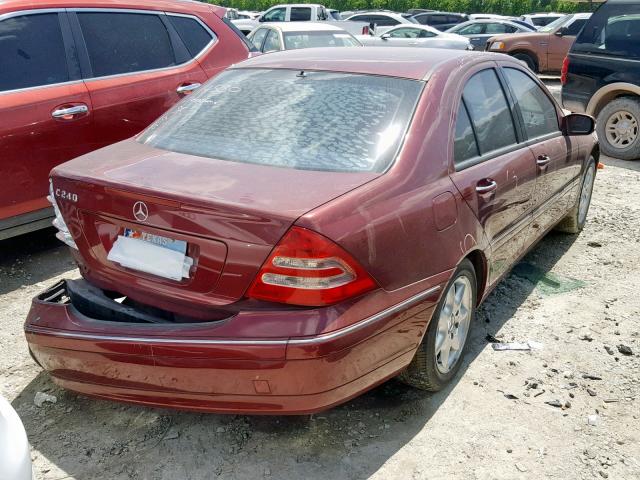 WDBRF61J52F284885 - 2002 MERCEDES-BENZ C 240 MAROON photo 4