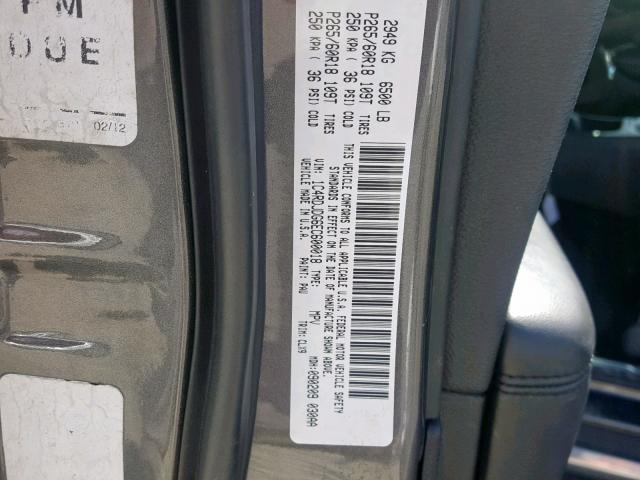 1C4RDJDG6EC600018 - 2014 DODGE DURANGO LI GRAY photo 10