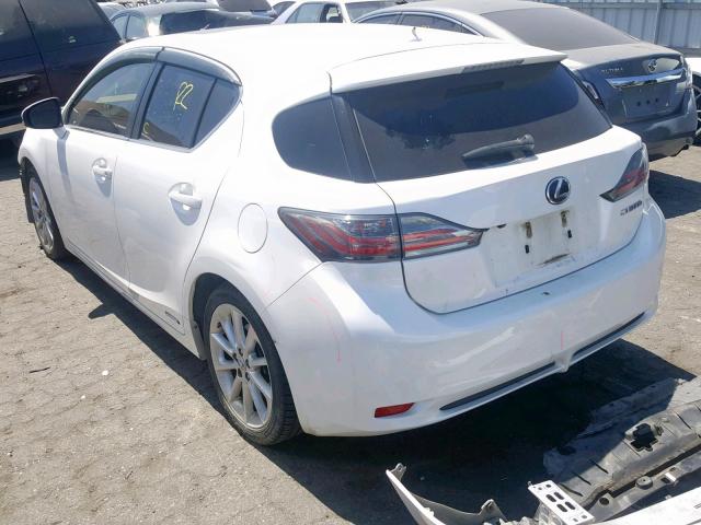 JTHKD5BH6C2065343 - 2012 LEXUS CT 200 WHITE photo 3