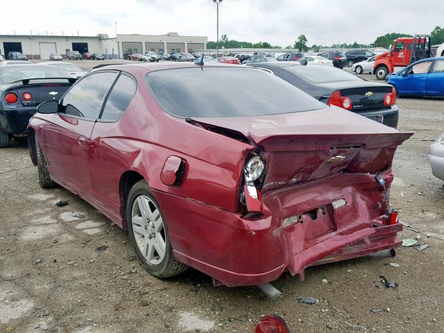 2G1WN161X69318250 - 2006 CHEVROLET MONTE CARL RED photo 3