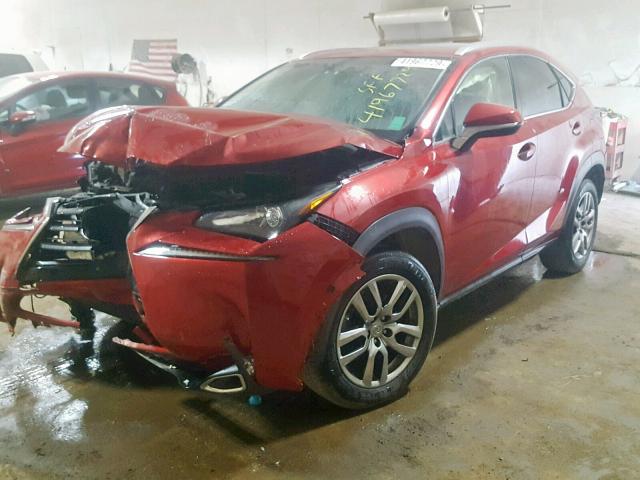 JTJBARBZ9G2054611 - 2016 LEXUS NX 200T RED photo 2