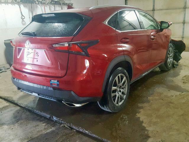 JTJBARBZ9G2054611 - 2016 LEXUS NX 200T RED photo 4